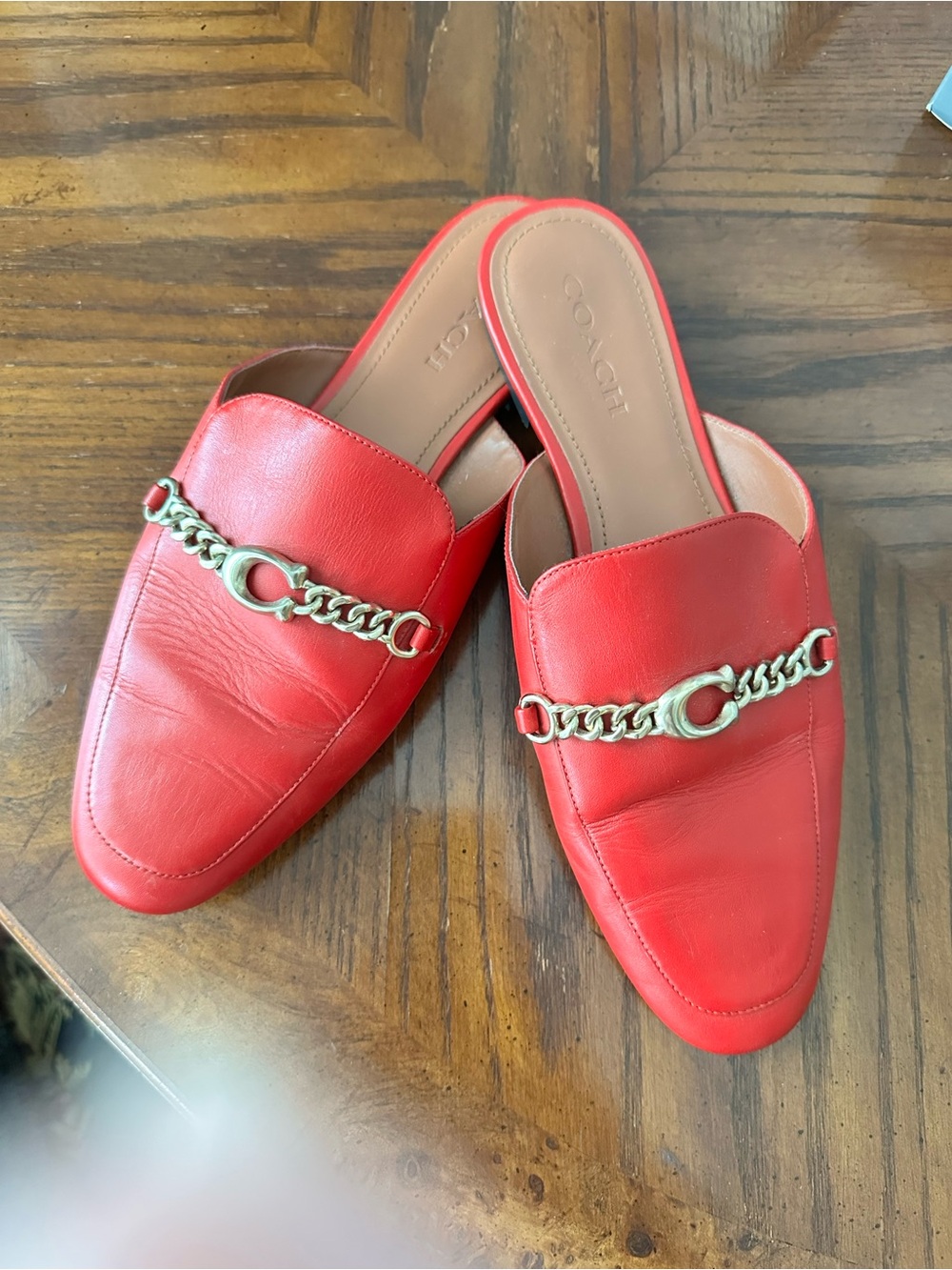 Coach Sofi Red Leather Slides